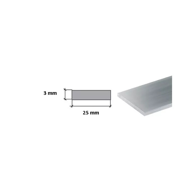 1 Meter Long Silver Stainless Flat Steel Bars - Grade 304