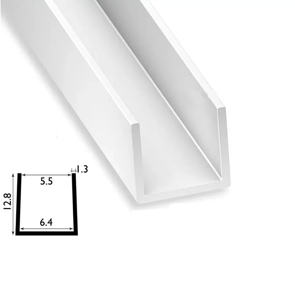 1 Metre PVC Square U Profile Strip with Sleek Finish