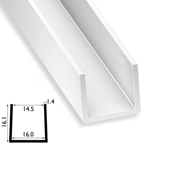 1 Metre PVC Square U Profile Strip with Sleek Finish