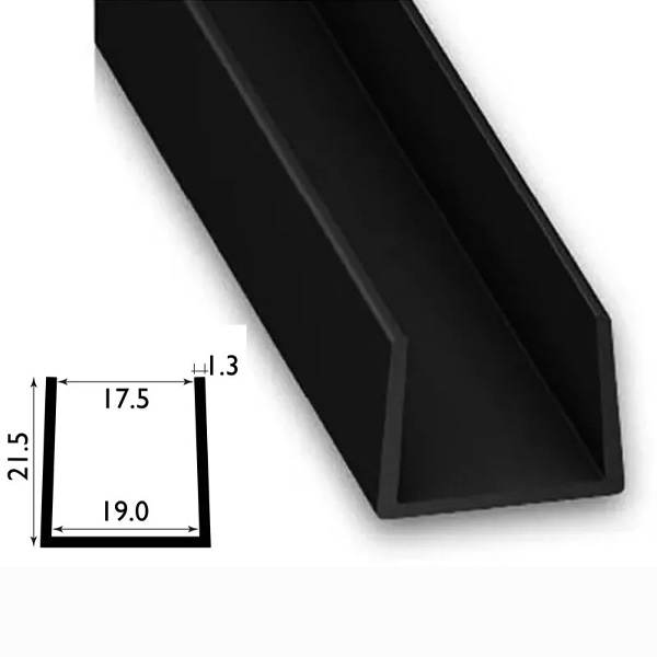 1 Metre PVC Square U Profile Strip with Sleek Finish
