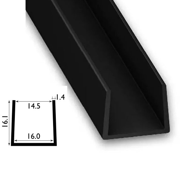 1 Metre PVC Square U Profile Strip with Sleek Finish