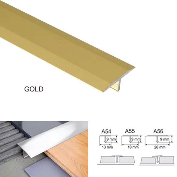 13mm Door Threshold Trim T Bar Transition Strip For Tiles Aluminium