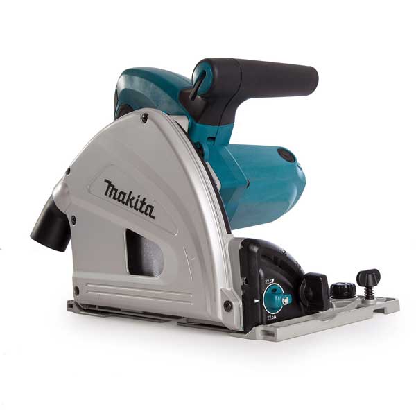 165mm Plunge Cut Saw with Connector Case Non-Slip Rubberised Handles for Precision Control