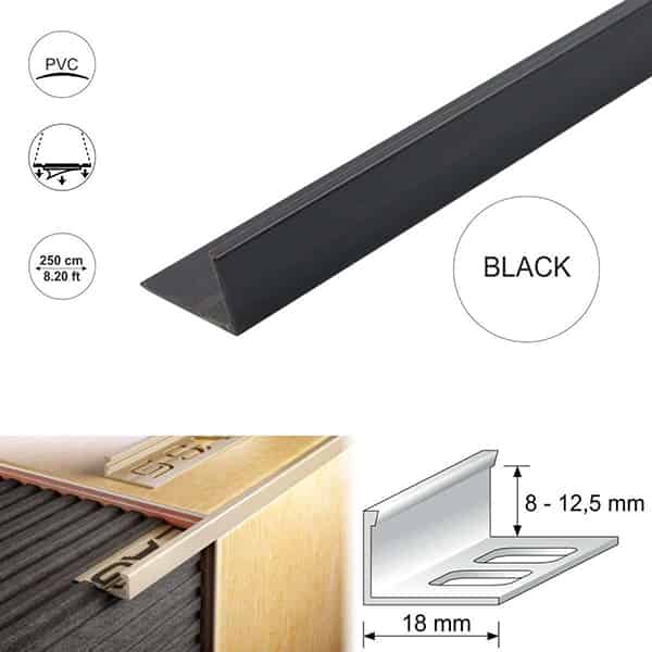 18mm PVC Straight Edge L Shaped Tile Trim