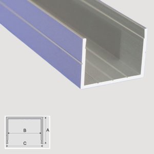 1m Long C Shape Aluminum Anodised Grooved Bar Channel Section 