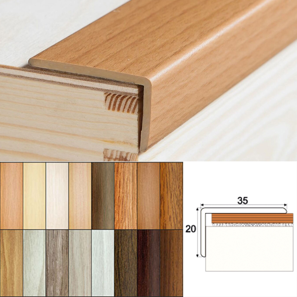 1m Long Upvc Wood Effect Stair Edge Nosing Trim Pvc Self-Adhesive