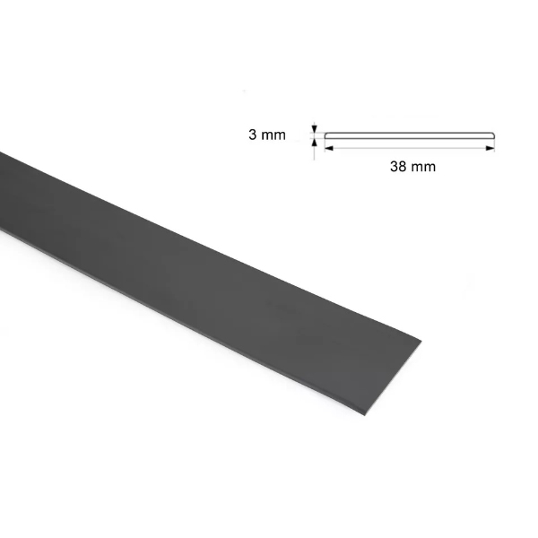 2.5m Black Durable PVC Flat Bar, Trim Architrave, Cover