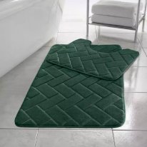2 Pcs Anti-Slip  Memory Foam Rubber Mat Pedestal Toilet Bathroom Rug