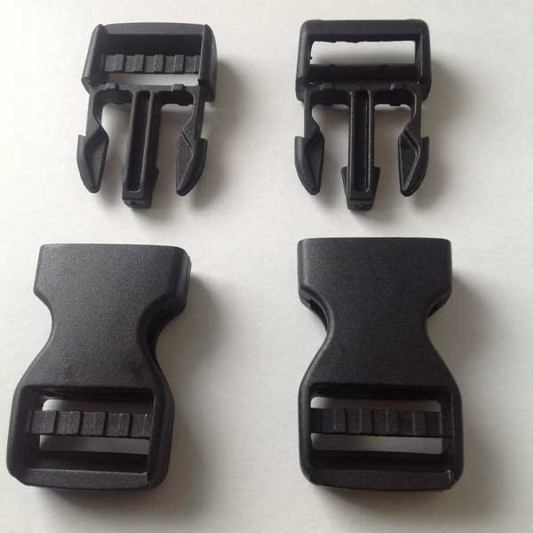 Lightweight 25mm Dual Adjust Plastic Side Release Black Buckles
