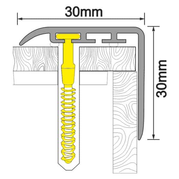 25mm x 25mm UPVC Non Slip Stair Nosing Trim Wooden Finish