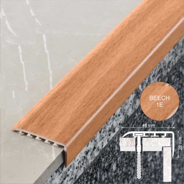 25mm x 25mm UPVC Non Slip Stair Nosing Trim Wooden Finish