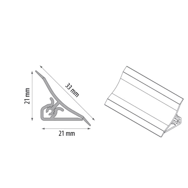 33mm Wide Edging Splashback Accessories 2.5m Long PVC Worktop Profile Trim 