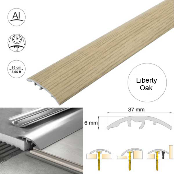 37mm Wood-Effect Aluminium Floor Edging Strip for Multi Purpose
