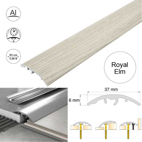 37mm Wood-Effect Aluminium Floor Edging Strip for Multi Purpose