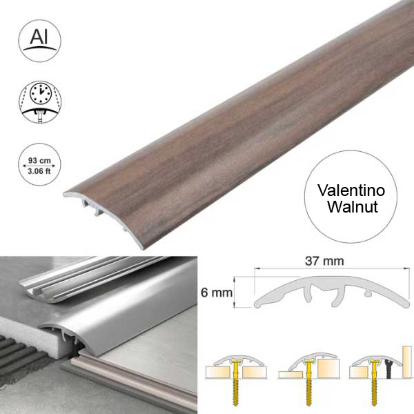 37mm Wood-Effect Aluminium Floor Edging Strip for Multi Purpose