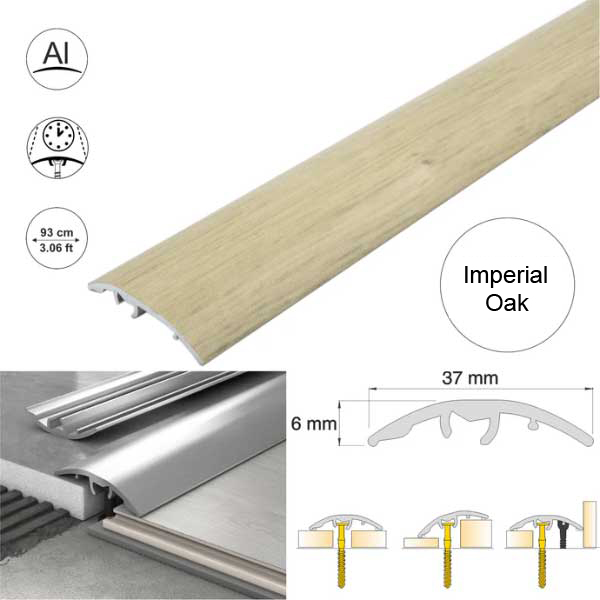 37mm Wood-Effect Aluminium Floor Edging Strip for Multi Purpose