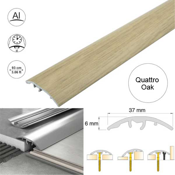 37mm Wood-Effect Aluminium Floor Edging Strip for Multi Purpose