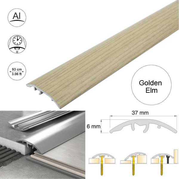 37mm Wood-Effect Aluminium Floor Edging Strip for Multi Purpose