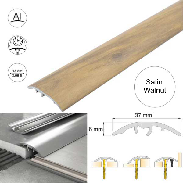 37mm Wood-Effect Aluminium Floor Edging Strip for Multi Purpose
