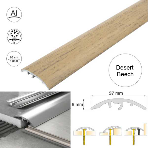 37mm Wood-Effect Aluminium Floor Edging Strip for Multi Purpose
