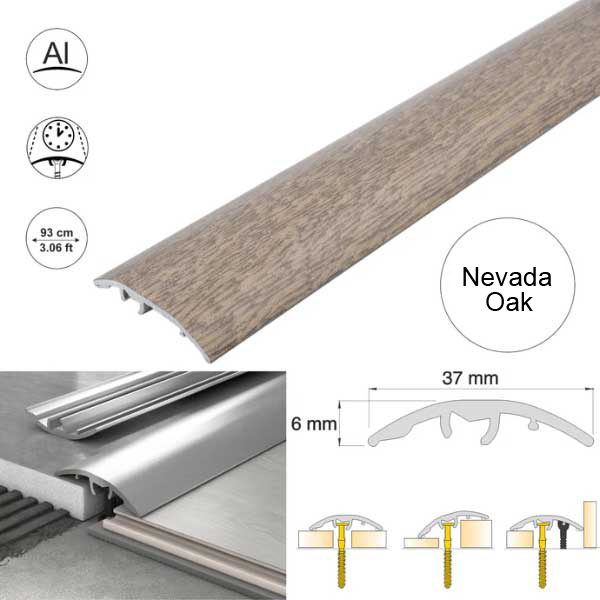 37mm Wood-Effect Aluminium Floor Edging Strip for Multi Purpose