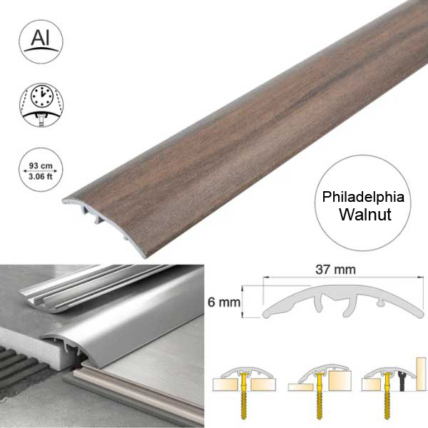 37mm Wood-Effect Aluminium Floor Edging Strip for Multi Purpose