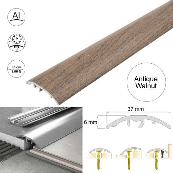 37mm Wood-Effect Aluminium Floor Edging Strip for Multi Purpose