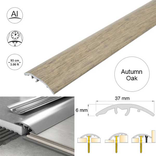37mm Wood-Effect Aluminium Floor Edging Strip for Multi Purpose