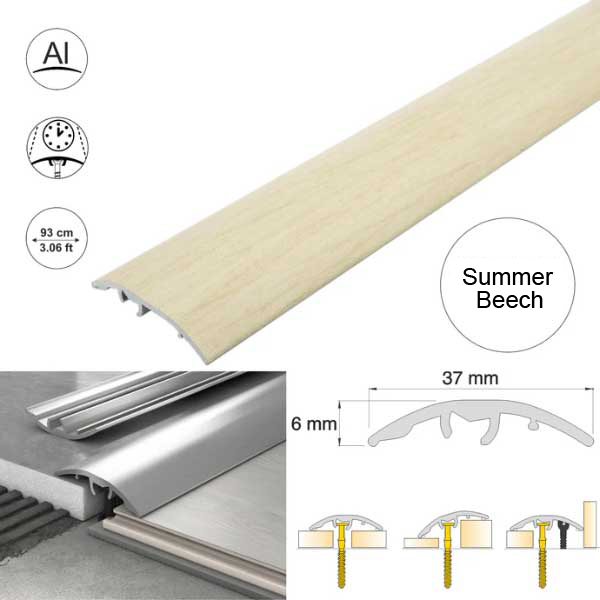 37mm Wood-Effect Aluminium Floor Edging Strip for Multi Purpose