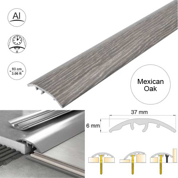 37mm Wood-Effect Aluminium Floor Edging Strip for Multi Purpose
