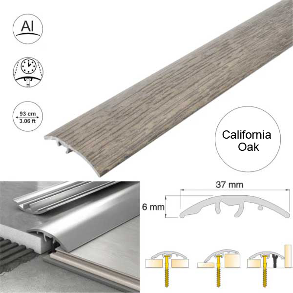 37mm Wood-Effect Aluminium Floor Edging Strip for Multi Purpose