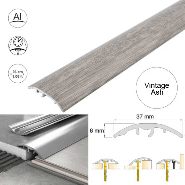 37mm Wood-Effect Aluminium Floor Edging Strip for Multi Purpose