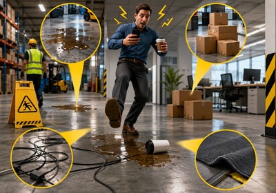 Floor safety products including anti-slip mats, stair nosing, door thresholds and flat bar trims