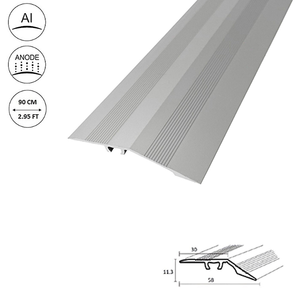 58mm Aluminium Door Bars Threshold Strip Laminate Tiles Ramp Screw Fix