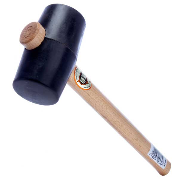 64mm Black Self Locking Handle Rubber Mallet - 550g