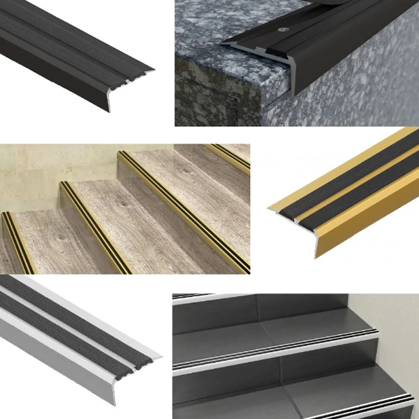 900mm Aluminium Non Slip Rubber Stair Edge Nosing Trim for Wood Carpet