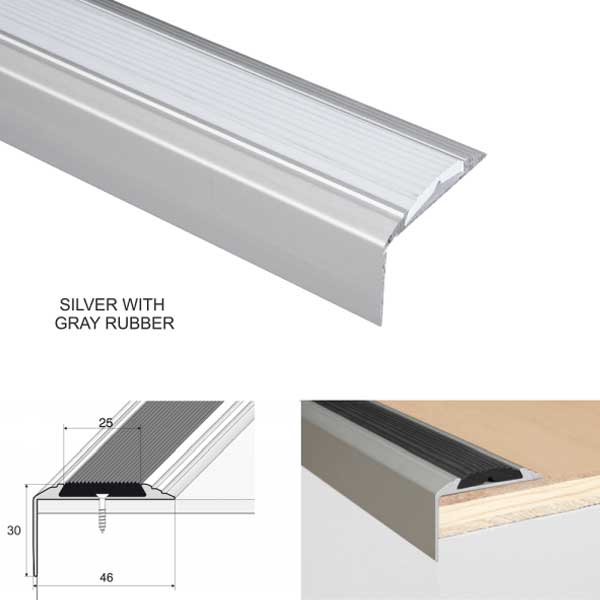 Aluminium Anti-Slip Stair Nosing Edge Trim With Rubber Insert