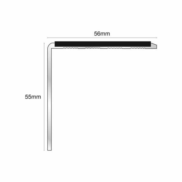 Aluminium Commercial Stair Nosing 56mm x 55mm Edge Trim With Non Slip Pvc Insert DDA Compliant