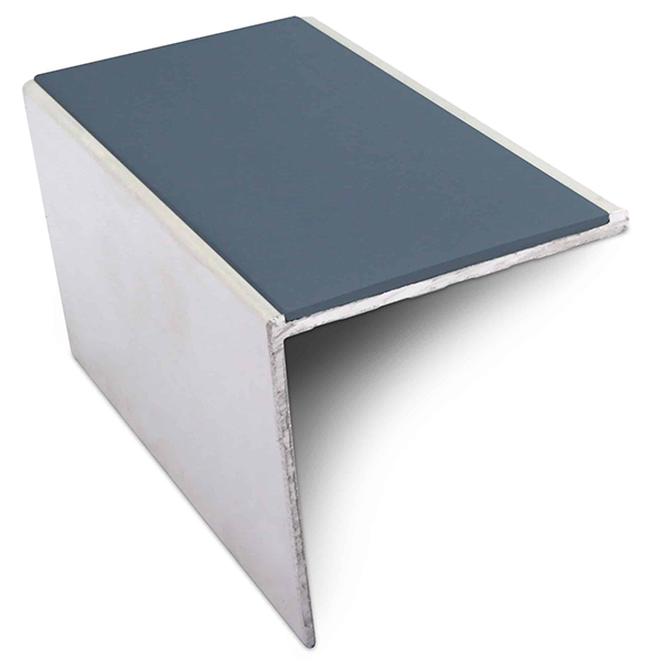 Aluminium Commercial Stair Nosing 56mm x 55mm Edge Trim With Non Slip Pvc Insert DDA Compliant