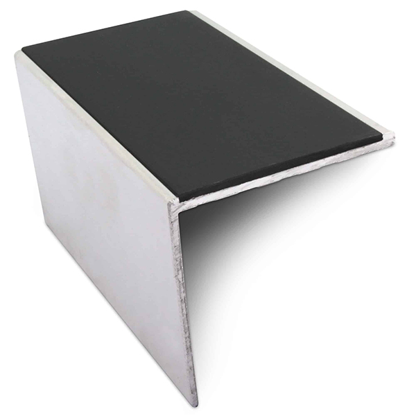 Aluminium Commercial Stair Nosing 56mm x 55mm Edge Trim With Non Slip Pvc Insert DDA Compliant