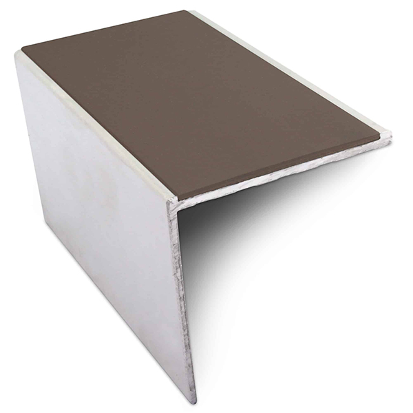 Aluminium Commercial Stair Nosing 56mm x 55mm Edge Trim With Non Slip Pvc Insert DDA Compliant