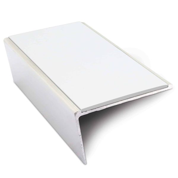 Aluminium Commercial Stair Nosing Rakeback Edge Trim 57mm x 32mm With Non Slip Pvc Insert