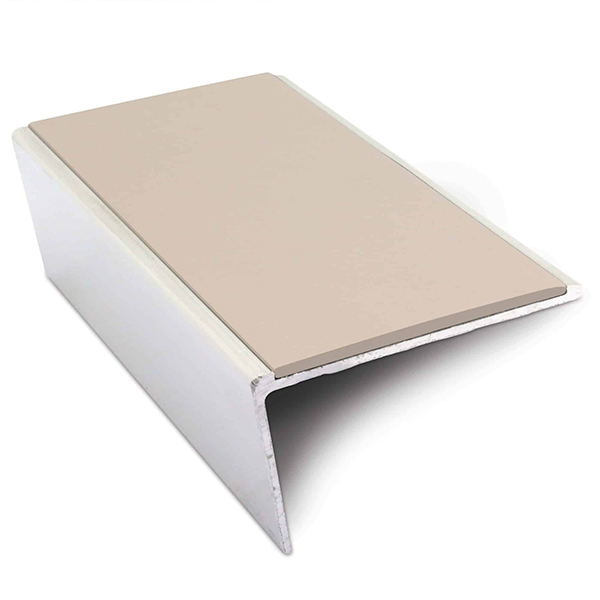 Aluminium Commercial Stair Nosing Rakeback Edge Trim 57mm x 32mm With Non Slip Pvc Insert