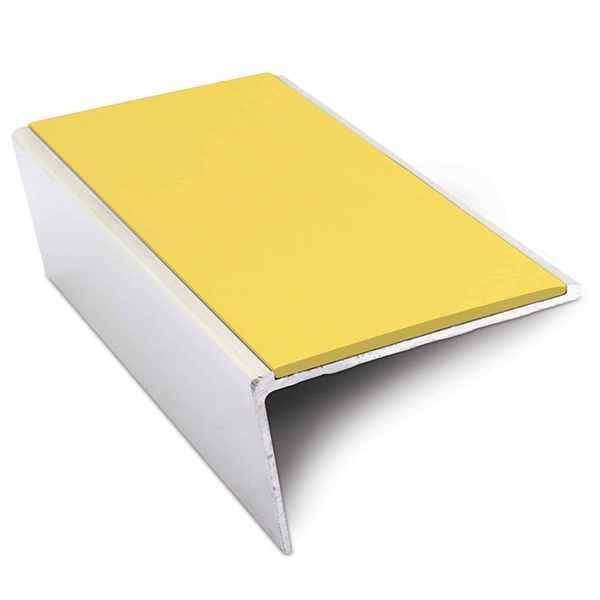Aluminium Commercial Stair Nosing Rakeback Edge Trim 57mm x 32mm With Non Slip Pvc Insert