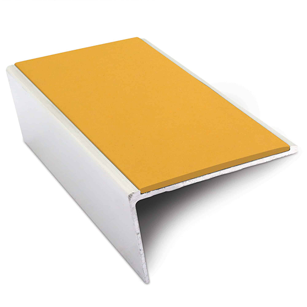 Aluminium Commercial Stair Nosing Rakeback Edge Trim 57mm x 32mm With Non Slip Pvc Insert