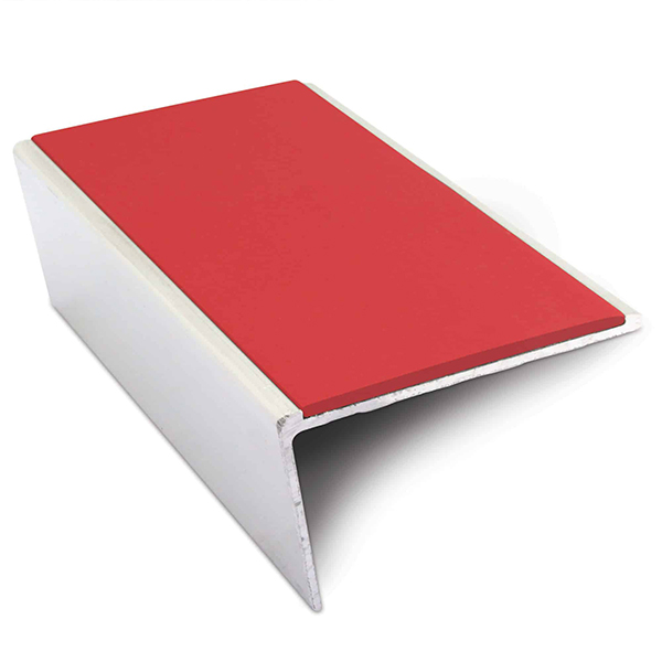 Aluminium Commercial Stair Nosing Rakeback Edge Trim 57mm x 32mm With Non Slip Pvc Insert