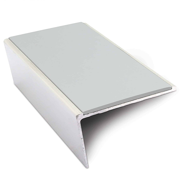 Aluminium Commercial Stair Nosing Rakeback Edge Trim 57mm x 32mm With Non Slip Pvc Insert