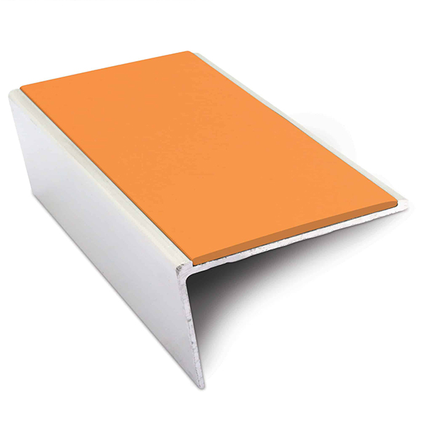Aluminium Commercial Stair Nosing Rakeback Edge Trim 57mm x 32mm With Non Slip Pvc Insert