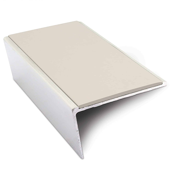 Aluminium Commercial Stair Nosing Rakeback Edge Trim 57mm x 32mm With Non Slip Pvc Insert