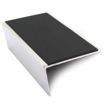 Aluminium Commercial Stair Nosing Rakeback Edge Trim 57mm x 32mm With Non Slip Pvc Insert